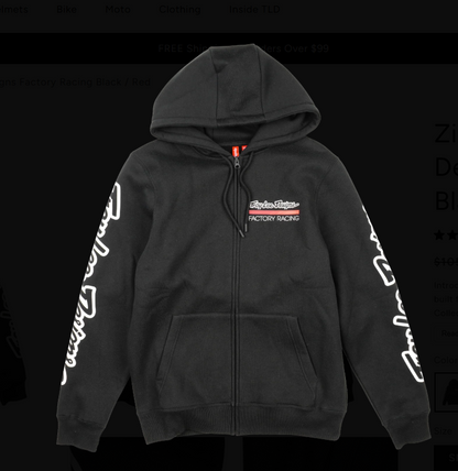 Poleron Troy Lee Desing  Factory Racing Zip Up Black / Red