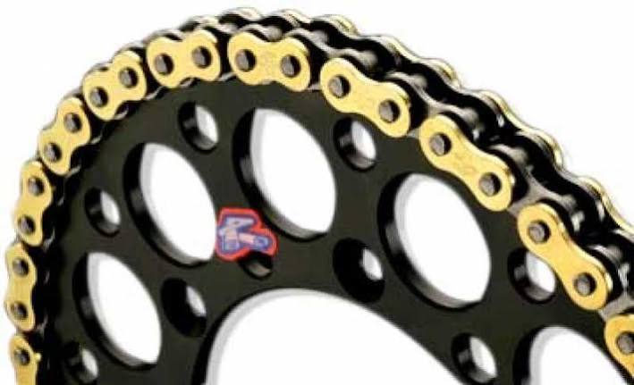 Cadena Renthal R1 Works Oro Paso 420 de 130 Eslabones para Motocross (SKU C246) - procircuit