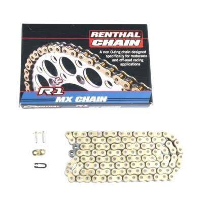 Cadena Renthal R1 Works Oro Paso 420 de 130 Eslabones para Motocross (SKU C246) - procircuit