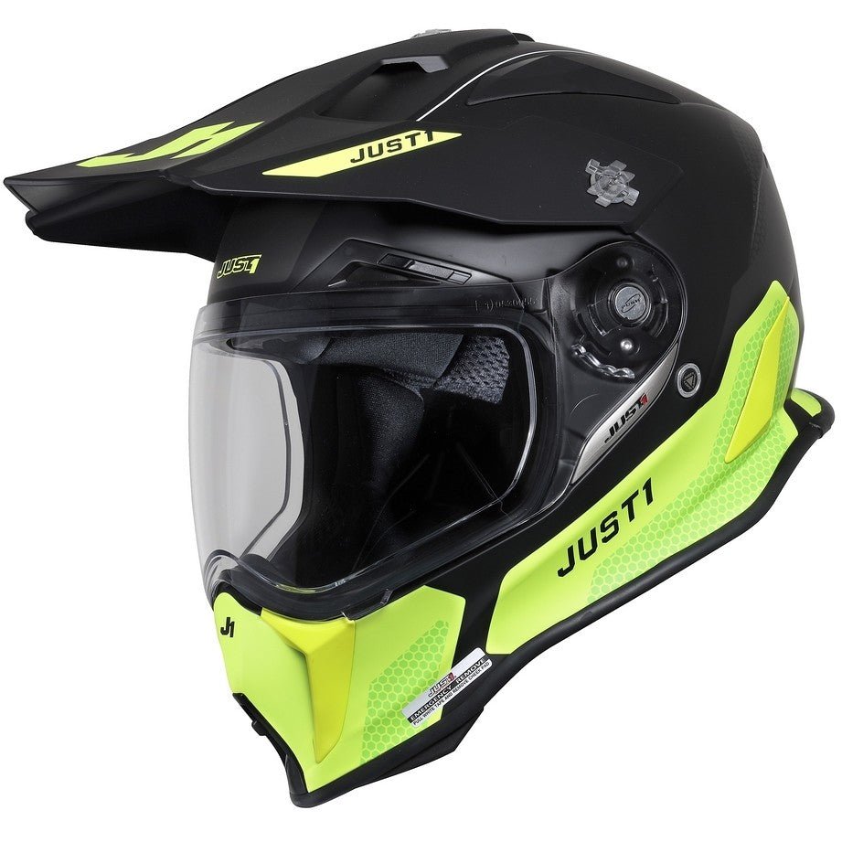 Casco Just1 moto J14-F elite amarillo fluor negro