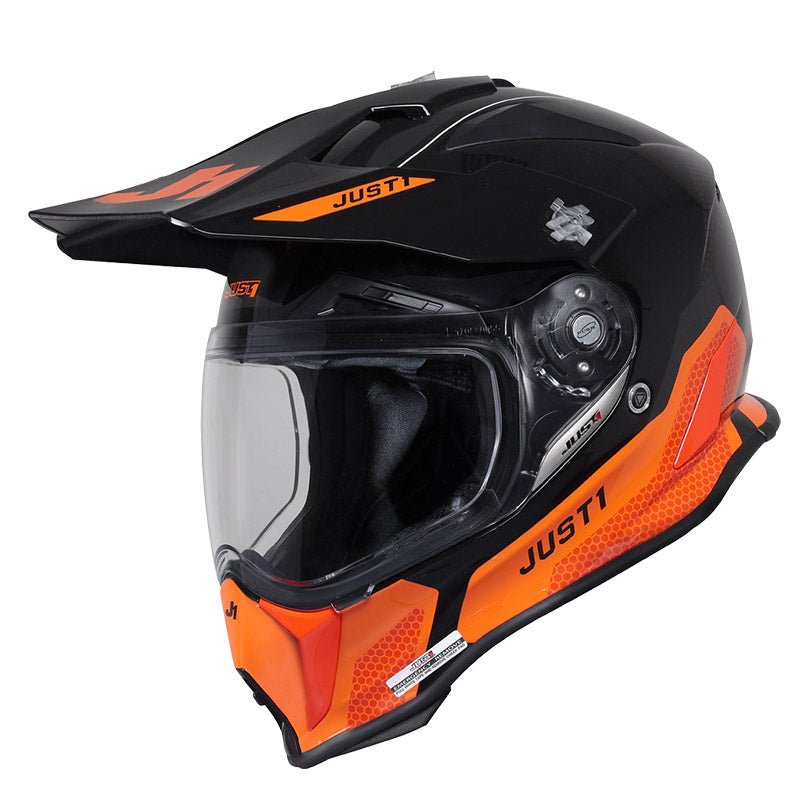 Casco Just1 moto J14-F elite naranja negro