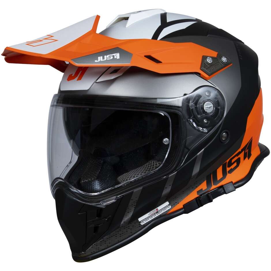 Casco Just1 moto J34 pro exterior naranja fluor negro