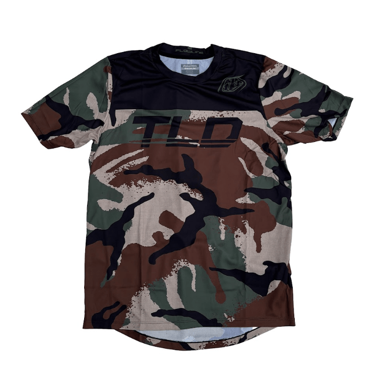 Polera Troy Lee Desing Flowline manga corta Yoked Camo Woodland - procircuit