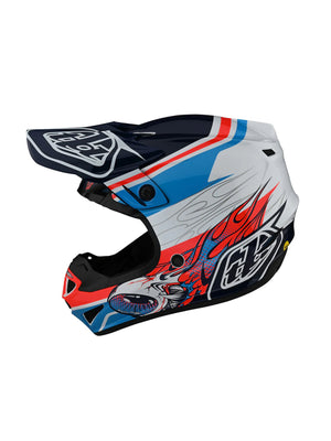 Troy Lee Designs Casco SE4 Polyacrylite Skooly Azul / Naranjo