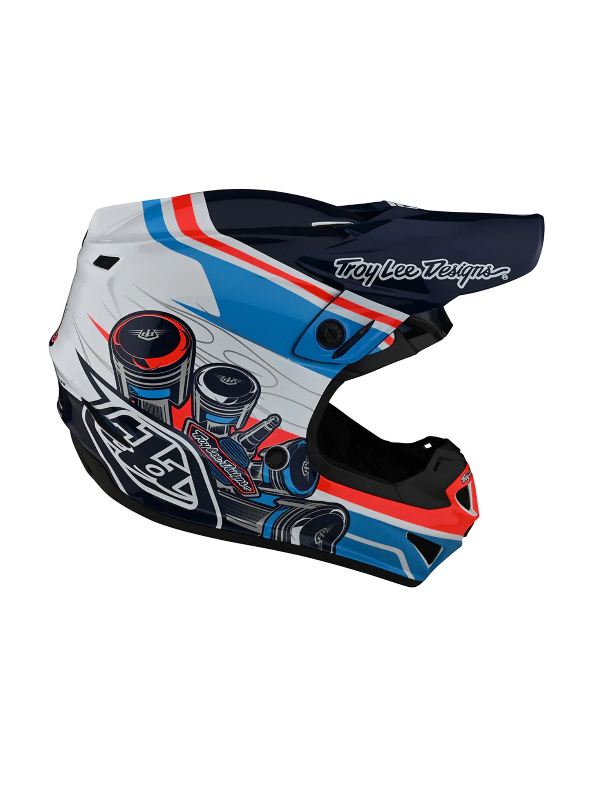 Troy Lee Designs Casco SE4 Polyacrylite Skooly Azul / Naranjo