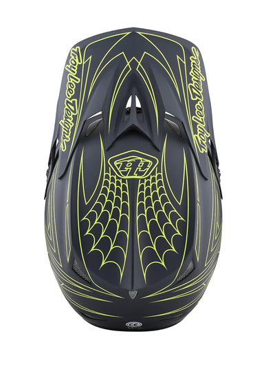 Troy Lee Designs Casco D3 Fiberlite SpiderStripe Gris Amarillo