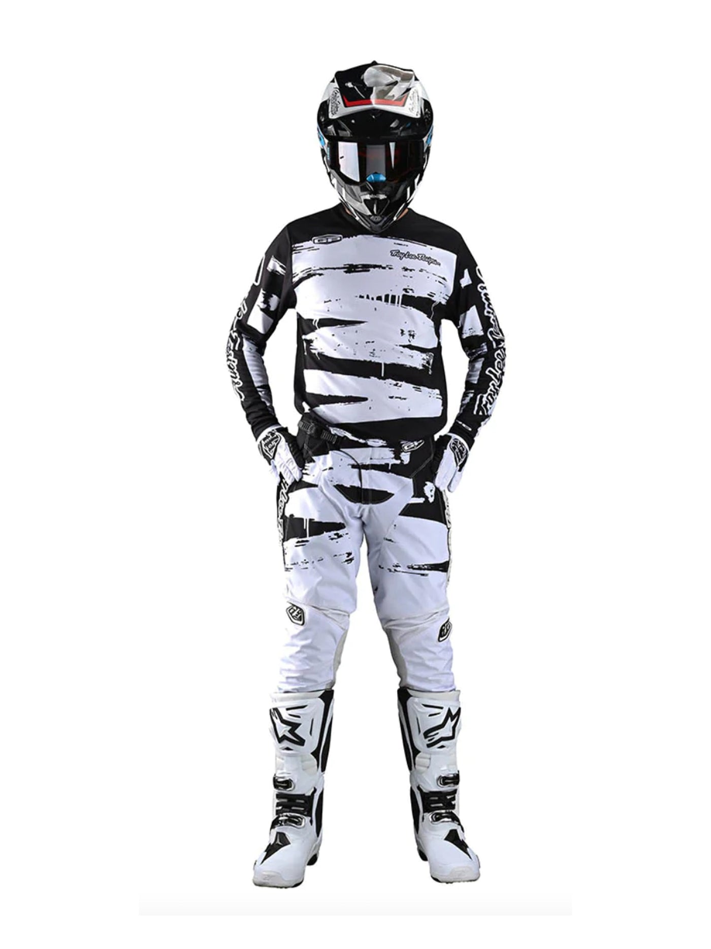 Troy Lee Designs Pantalones GP Brushed Negro / Blanco