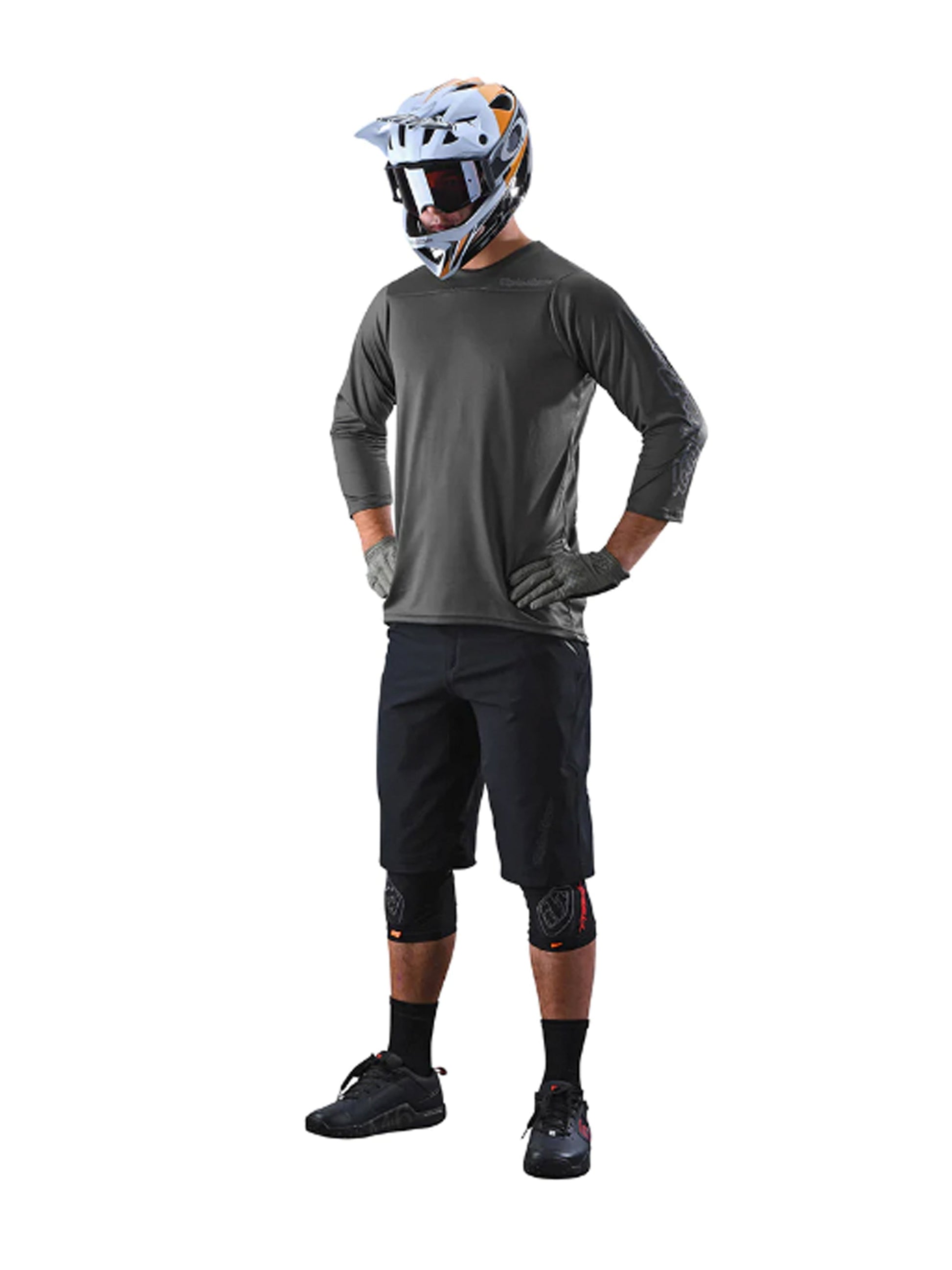 Polera de bicicleta Troy Lee Designs ruckus 3/4 solid gris