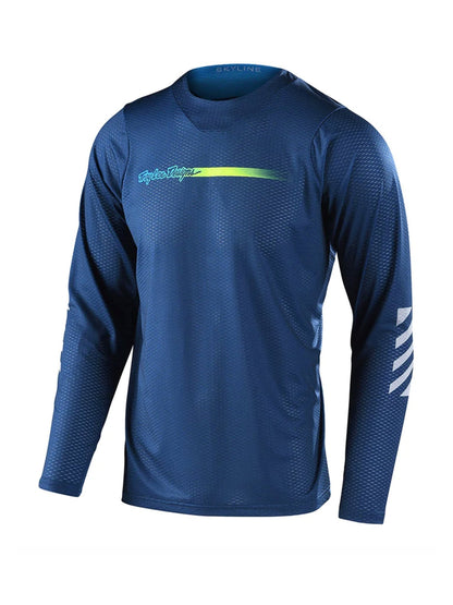 Troy Lee Designs Polera De Bicicleta Skyline Air LS Channel Dark Slate Azul - procircuitcl